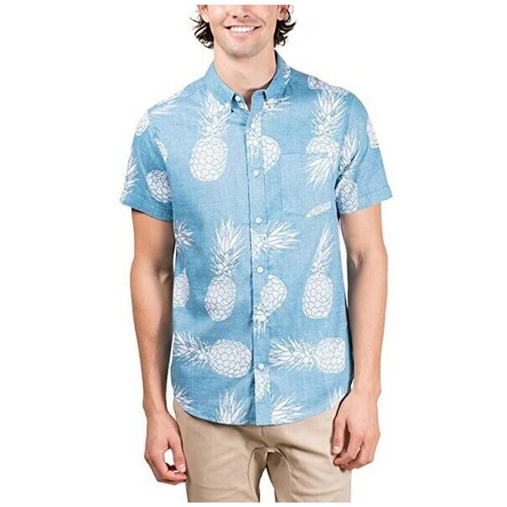 Brooklyn Athletics Men Hawaii Aloha Vintage Button Down Shirt Tur Size M